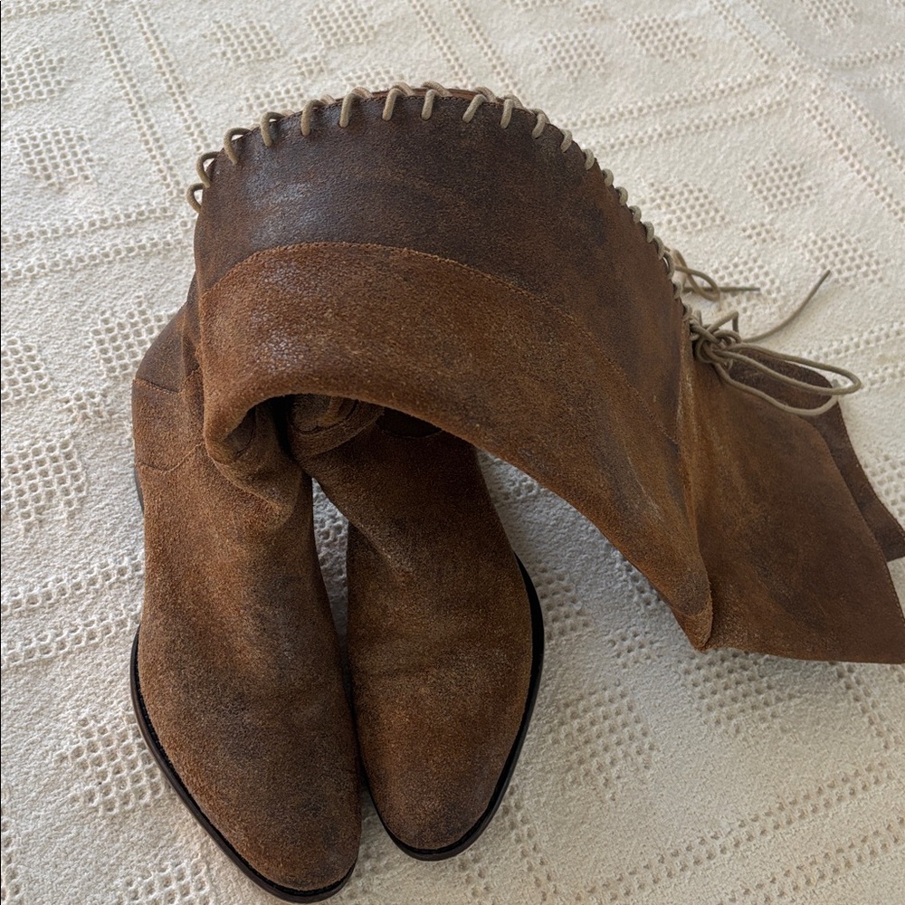 Diba True Sunset Sail Brown Leather Over the Knee Distressed Boots Size 8.5 - Picture 14 of 16